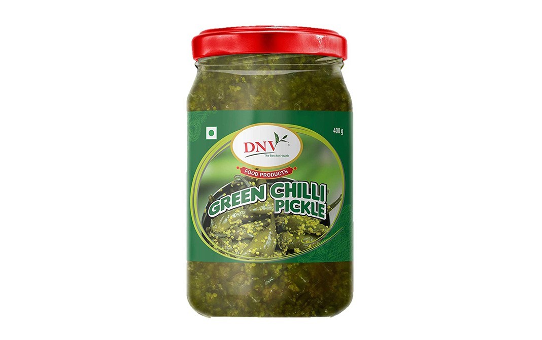 DNV Green Chilli Pickle    Glass Jar  400 grams